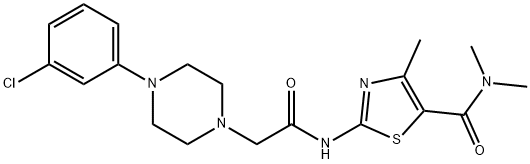 2-[[2-[4-(3-chlorophenyl)piperazin-1-yl]acetyl]amino]-N,N,4-trimethyl-1,3-thiazole-5-carboxamide Struktur