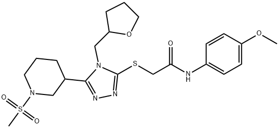 N-(4-methoxyphenyl)-2-[[5-(1-methylsulfonylpiperidin-3-yl)-4-(oxolan-2-ylmethyl)-1,2,4-triazol-3-yl]sulfanyl]acetamide Struktur