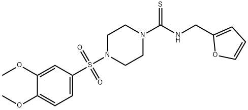 4-(3,4-dimethoxyphenyl)sulfonyl-N-(furan-2-ylmethyl)piperazine-1-carbothioamide Struktur