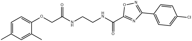 3-(4-chlorophenyl)-N-[2-[[2-(2,4-dimethylphenoxy)acetyl]amino]ethyl]-1,2,4-oxadiazole-5-carboxamide Struktur