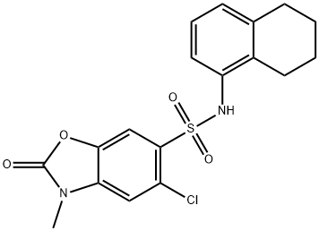 5-chloro-3-methyl-2-oxo-N-(5,6,7,8-tetrahydronaphthalen-1-yl)-1,3-benzoxazole-6-sulfonamide Struktur