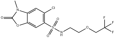 5-chloro-3-methyl-2-oxo-N-[2-(2,2,2-trifluoroethoxy)ethyl]-1,3-benzoxazole-6-sulfonamide Struktur