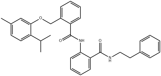 2-[(5-methyl-2-propan-2-ylphenoxy)methyl]-N-[2-(2-phenylethylcarbamoyl)phenyl]benzamide Struktur