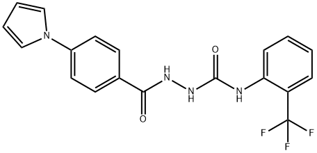 1-[(4-pyrrol-1-ylbenzoyl)amino]-3-[2-(trifluoromethyl)phenyl]urea Struktur