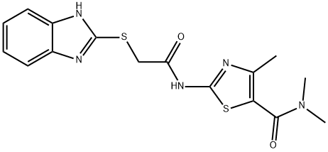 2-[[2-(1H-benzimidazol-2-ylsulfanyl)acetyl]amino]-N,N,4-trimethyl-1,3-thiazole-5-carboxamide Struktur