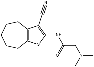 N-(3-cyano-5,6,7,8-tetrahydro-4H-cyclohepta[b]thiophen-2-yl)-2-(dimethylamino)acetamide Struktur