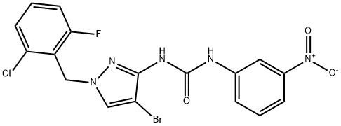 1-[4-bromo-1-[(2-chloro-6-fluorophenyl)methyl]pyrazol-3-yl]-3-(3-nitrophenyl)urea Struktur