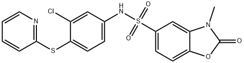 N-(3-chloro-4-pyridin-2-ylsulfanylphenyl)-3-methyl-2-oxo-1,3-benzoxazole-5-sulfonamide Struktur