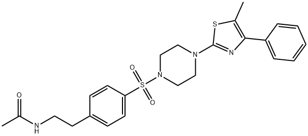 N-[2-[4-[4-(5-methyl-4-phenyl-1,3-thiazol-2-yl)piperazin-1-yl]sulfonylphenyl]ethyl]acetamide Struktur