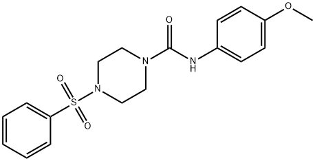 4-(benzenesulfonyl)-N-(4-methoxyphenyl)piperazine-1-carboxamide Struktur