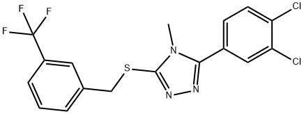 3-(3,4-dichlorophenyl)-4-methyl-5-[[3-(trifluoromethyl)phenyl]methylsulfanyl]-1,2,4-triazole Struktur