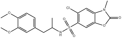 5-chloro-N-[1-(3,4-dimethoxyphenyl)propan-2-yl]-3-methyl-2-oxo-1,3-benzoxazole-6-sulfonamide Struktur