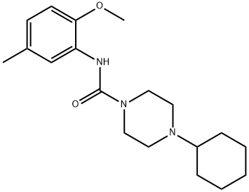 4-cyclohexyl-N-(2-methoxy-5-methylphenyl)piperazine-1-carboxamide Struktur