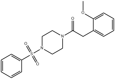 1-[4-(benzenesulfonyl)piperazin-1-yl]-2-(2-methoxyphenyl)ethanone Struktur