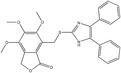 7-[(4,5-diphenyl-1H-imidazol-2-yl)sulfanylmethyl]-4,5,6-trimethoxy-3H-2-benzofuran-1-one Struktur