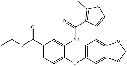 ethyl 4-(1,3-benzodioxol-5-yloxy)-3-[(2-methylfuran-3-carbonyl)amino]benzoate Struktur