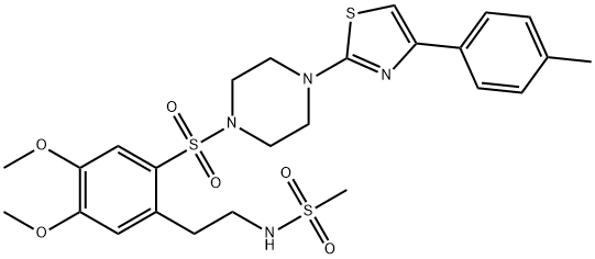 N-[2-[4,5-dimethoxy-2-[4-[4-(4-methylphenyl)-1,3-thiazol-2-yl]piperazin-1-yl]sulfonylphenyl]ethyl]methanesulfonamide Struktur