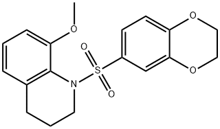 1-(2,3-dihydro-1,4-benzodioxin-6-ylsulfonyl)-8-methoxy-3,4-dihydro-2H-quinoline Struktur