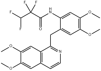 N-[2-[(6,7-dimethoxyisoquinolin-1-yl)methyl]-4,5-dimethoxyphenyl]-2,2,3,3-tetrafluoropropanamide Struktur