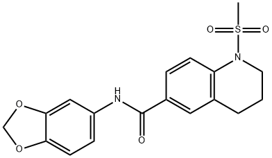 N-(1,3-benzodioxol-5-yl)-1-methylsulfonyl-3,4-dihydro-2H-quinoline-6-carboxamide Struktur