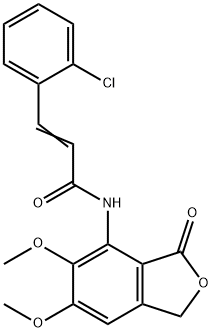 (E)-3-(2-chlorophenyl)-N-(5,6-dimethoxy-3-oxo-1H-2-benzofuran-4-yl)prop-2-enamide Struktur