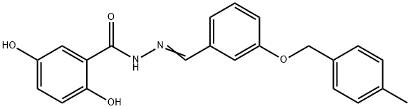 2,5-dihydroxy-N-[(E)-[3-[(4-methylphenyl)methoxy]phenyl]methylideneamino]benzamide Struktur