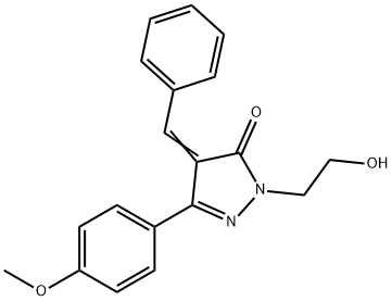 (4Z)-4-benzylidene-2-(2-hydroxyethyl)-5-(4-methoxyphenyl)pyrazol-3-one Struktur