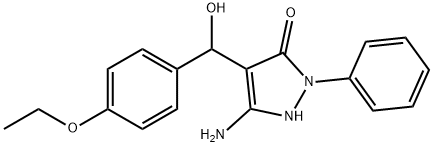 5-amino-4-[(4-ethoxyphenyl)-hydroxymethyl]-2-phenyl-1H-pyrazol-3-one Struktur