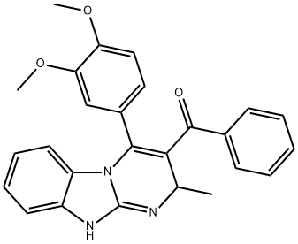 [4-(3,4-dimethoxyphenyl)-2-methyl-2,10-dihydropyrimido[1,2-a]benzimidazol-3-yl]-phenylmethanone Struktur