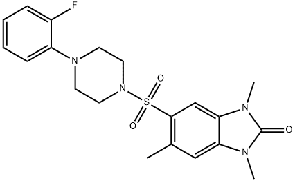 5-[4-(2-fluorophenyl)piperazin-1-yl]sulfonyl-1,3,6-trimethylbenzimidazol-2-one Struktur