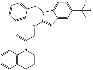 2-[1-benzyl-5-(trifluoromethyl)benzimidazol-2-yl]sulfanyl-1-(3,4-dihydro-2H-quinolin-1-yl)ethanone Struktur