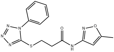 N-(5-methyl-1,2-oxazol-3-yl)-3-(1-phenyltetrazol-5-yl)sulfanylpropanamide Struktur