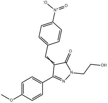 (4Z)-2-(2-hydroxyethyl)-5-(4-methoxyphenyl)-4-[(4-nitrophenyl)methylidene]pyrazol-3-one Struktur