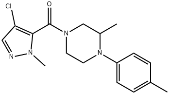 (4-chloro-2-methylpyrazol-3-yl)-[3-methyl-4-(4-methylphenyl)piperazin-1-yl]methanone Struktur