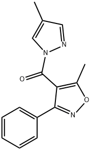 (5-methyl-3-phenyl-1,2-oxazol-4-yl)-(4-methylpyrazol-1-yl)methanone Struktur