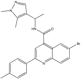 6-bromo-N-[1-(1,5-dimethylpyrazol-4-yl)ethyl]-2-(4-methylphenyl)quinoline-4-carboxamide Struktur