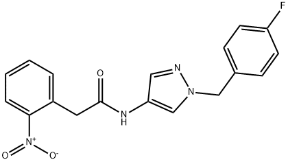 N-[1-[(4-fluorophenyl)methyl]pyrazol-4-yl]-2-(2-nitrophenyl)acetamide Struktur