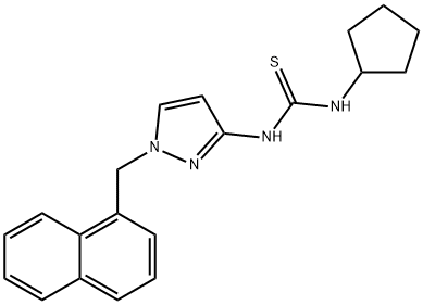 1-cyclopentyl-3-[1-(naphthalen-1-ylmethyl)pyrazol-3-yl]thiourea Struktur