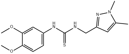 1-(3,4-dimethoxyphenyl)-3-[(1,5-dimethylpyrazol-3-yl)methyl]thiourea Struktur