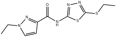 1-ethyl-N-(5-ethylsulfanyl-1,3,4-thiadiazol-2-yl)pyrazole-3-carboxamide Struktur