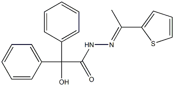 2-hydroxy-2,2-diphenyl-N-[(E)-1-thiophen-2-ylethylideneamino]acetamide Struktur