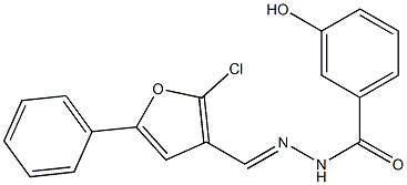 N-[(E)-(2-chloro-5-phenylfuran-3-yl)methylideneamino]-3-hydroxybenzamide Struktur