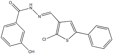 N-[(E)-(2-chloro-5-phenylthiophen-3-yl)methylideneamino]-3-hydroxybenzamide Struktur