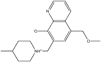 5-(methoxymethyl)-7-[(4-methylpiperidin-1-ium-1-yl)methyl]quinolin-8-olate Struktur