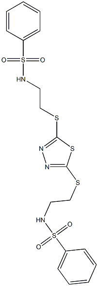 N-[2-[[5-[2-(benzenesulfonamido)ethylsulfanyl]-1,3,4-thiadiazol-2-yl]sulfanyl]ethyl]benzenesulfonamide Struktur