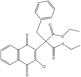 diethyl 2-benzyl-2-(3-chloro-1,4-dioxonaphthalen-2-yl)propanedioate Struktur