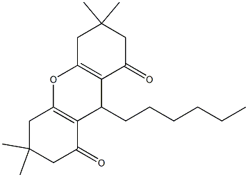 9-hexyl-3,3,6,6-tetramethyl-4,5,7,9-tetrahydro-2H-xanthene-1,8-dione Struktur