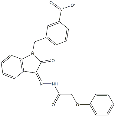 N-[(Z)-[1-[(3-nitrophenyl)methyl]-2-oxoindol-3-ylidene]amino]-2-phenoxyacetamide Struktur