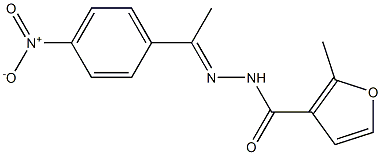 2-methyl-N-[(E)-1-(4-nitrophenyl)ethylideneamino]furan-3-carboxamide Struktur