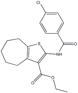 ethyl 2-[(4-chlorobenzoyl)amino]-5,6,7,8-tetrahydro-4H-cyclohepta[b]thiophene-3-carboxylate Struktur